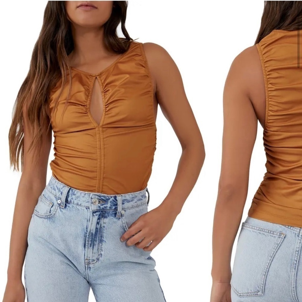 FREE PEOPLE Ride Along Ruched Crop Tank size L